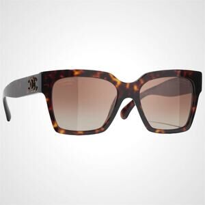 New CHANEL Sunglasses Brown Butterfly Gold Polarized Brown Lens